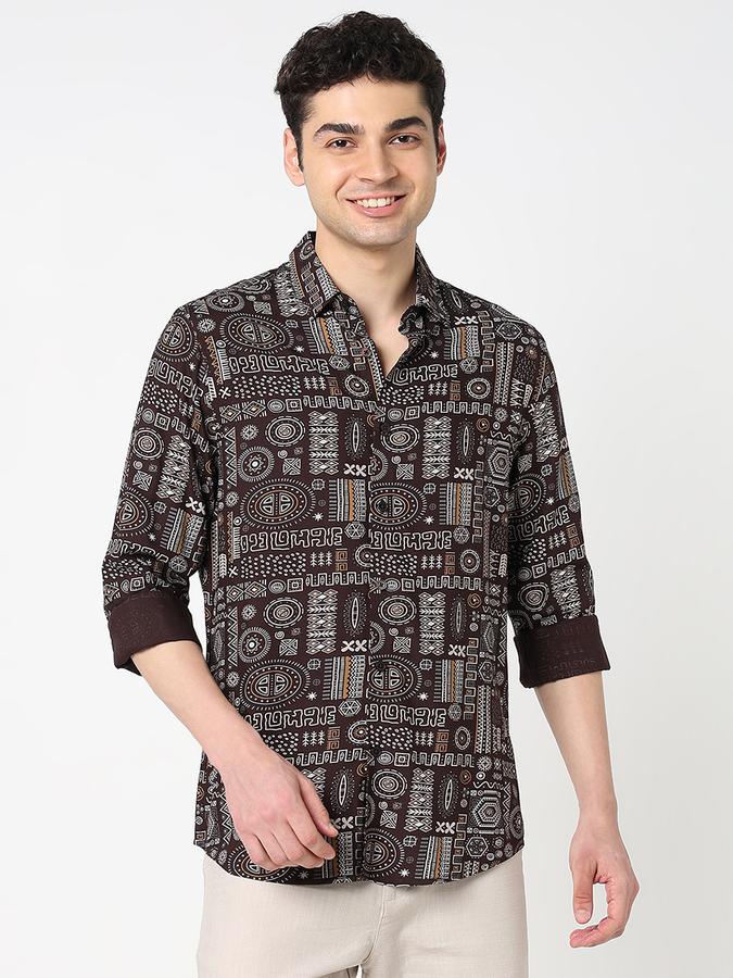 Men Rayon Slim Fit Shirt Collar Printed Shirt
