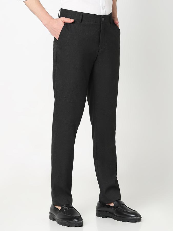 Men Poly Viscose Slim Fit Flat Front Solid Trousers